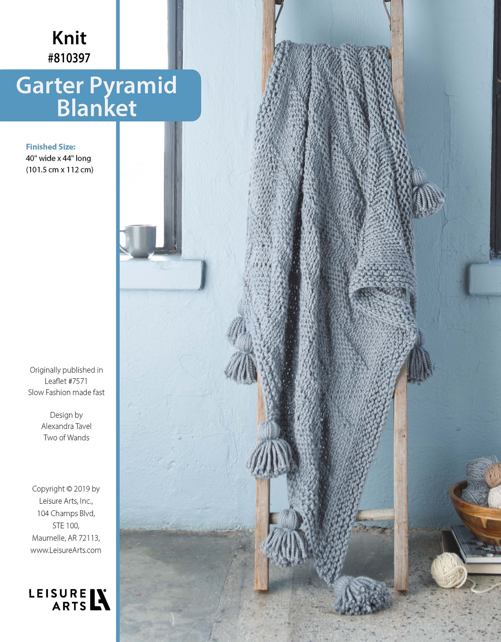 Leisure Arts Slow Fashion Made Fast Garter Pyramid Blanket Knit ePattern