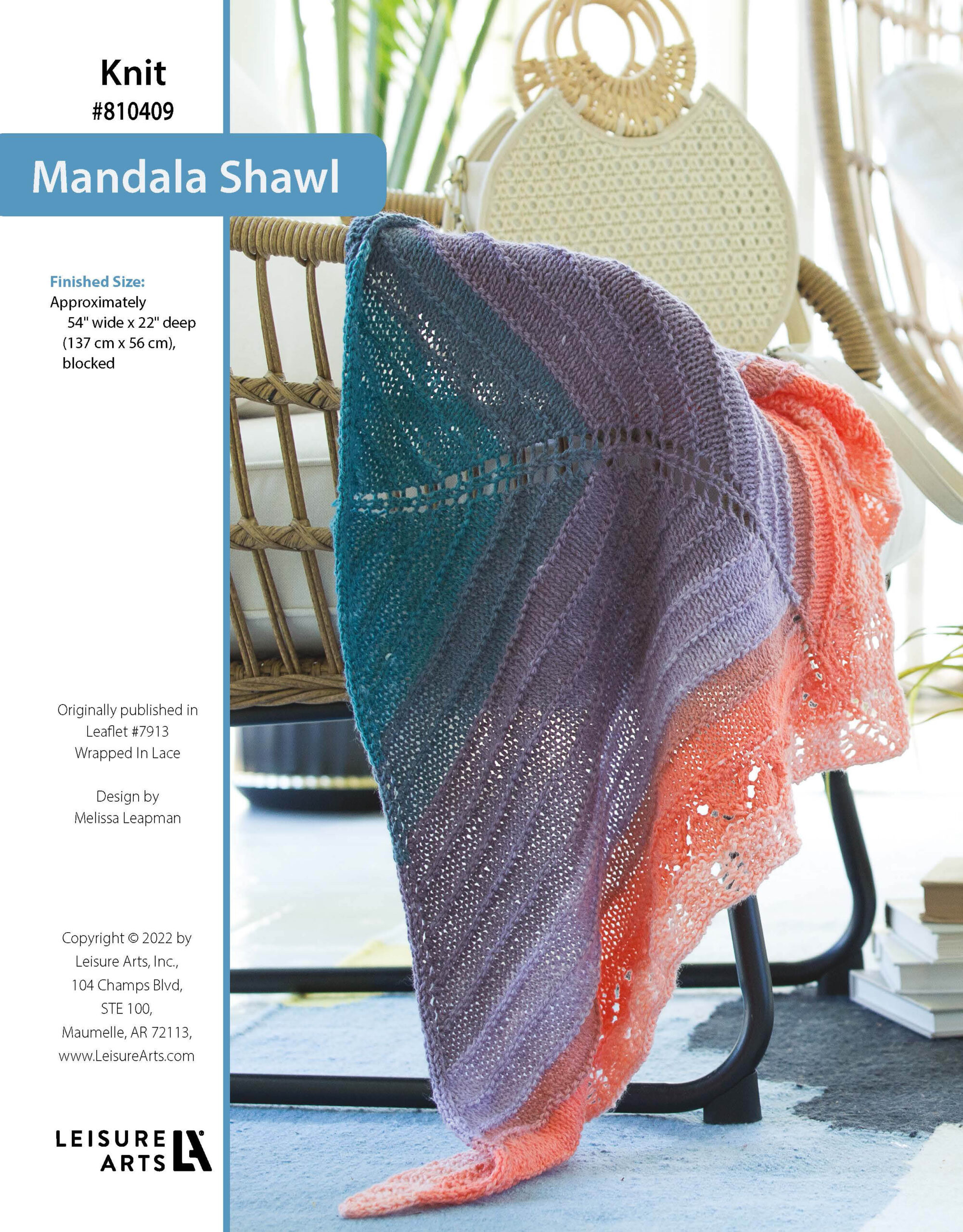 Leisure Arts Wrapped In Lace Mandala Shawl Knit ePattern