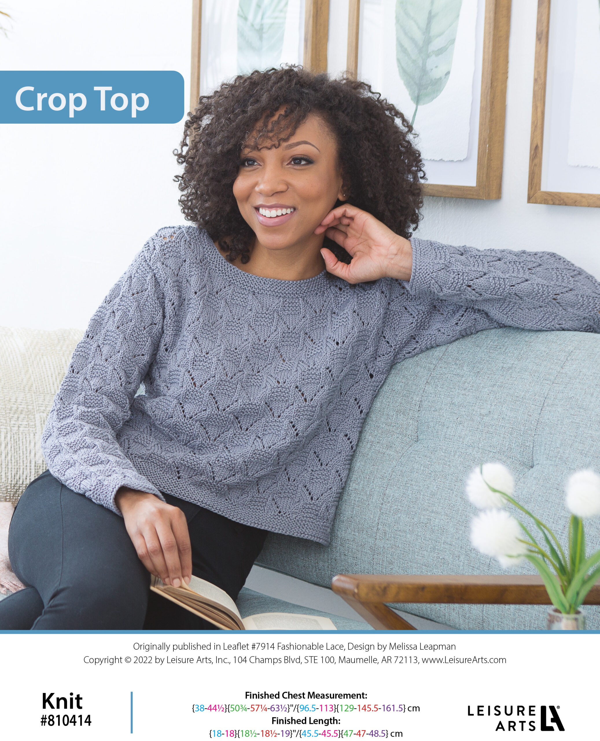 Leisure Arts Fashionable Lace Crop Top Knit ePattern