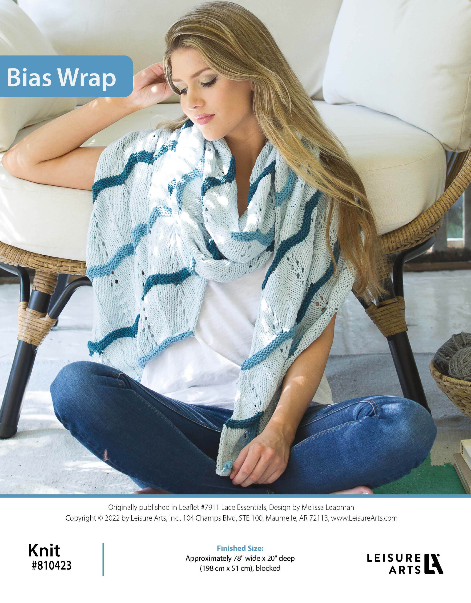 Leisure Arts Lace Essentials Bias Wrap Knit ePattern