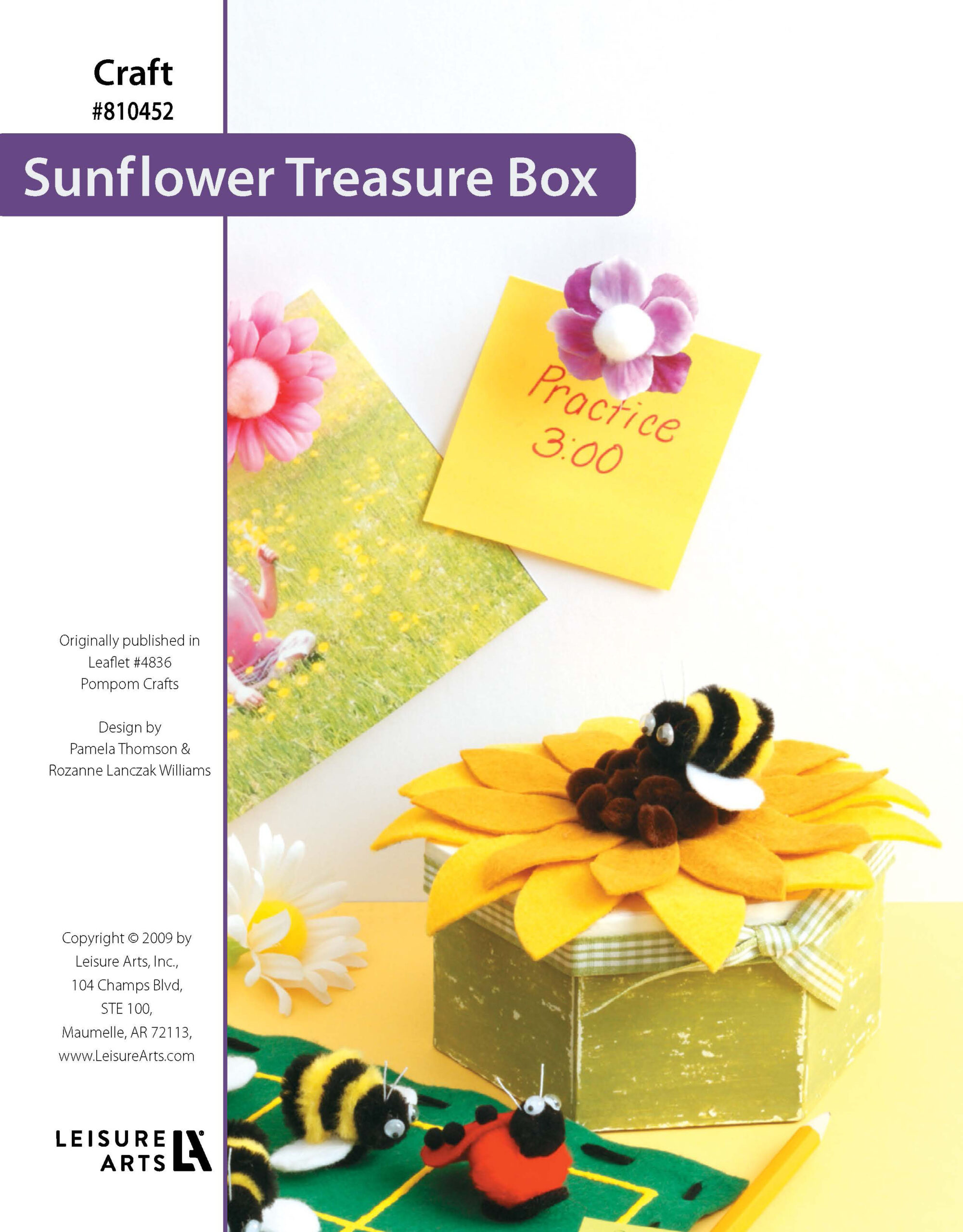 Leisure Arts Pompom Crafts Sunflower Treasure Box ePattern
