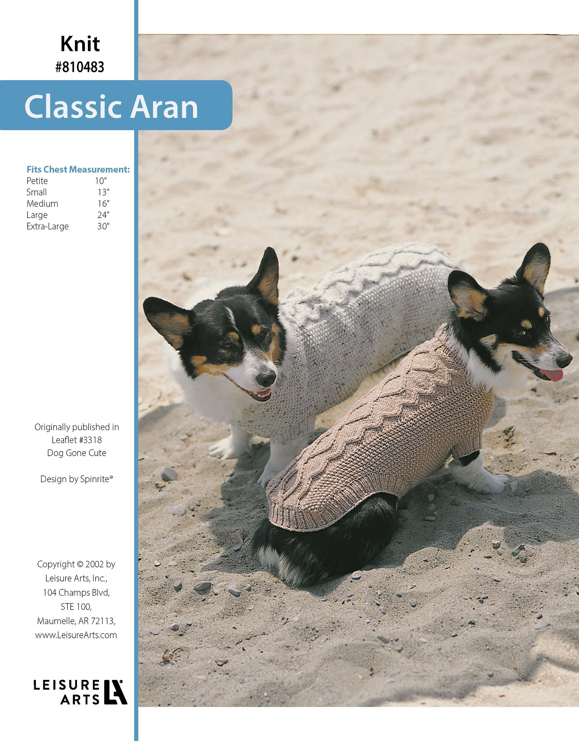 Leisure Arts Dog Gone Cute Classic Aran Knit Sweater ePattern