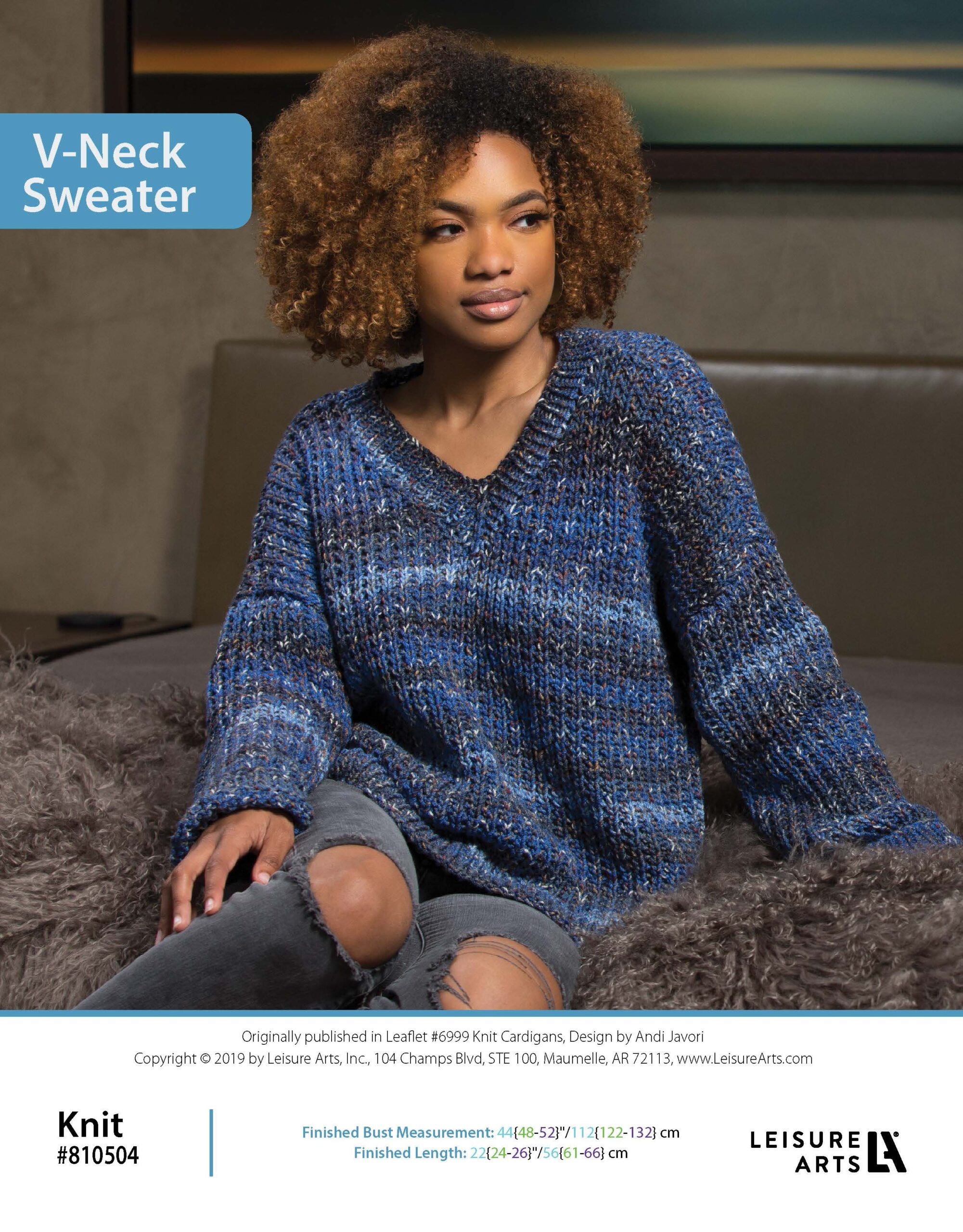 Leisure Arts Knit Cardigans VNeck Sweater ePattern