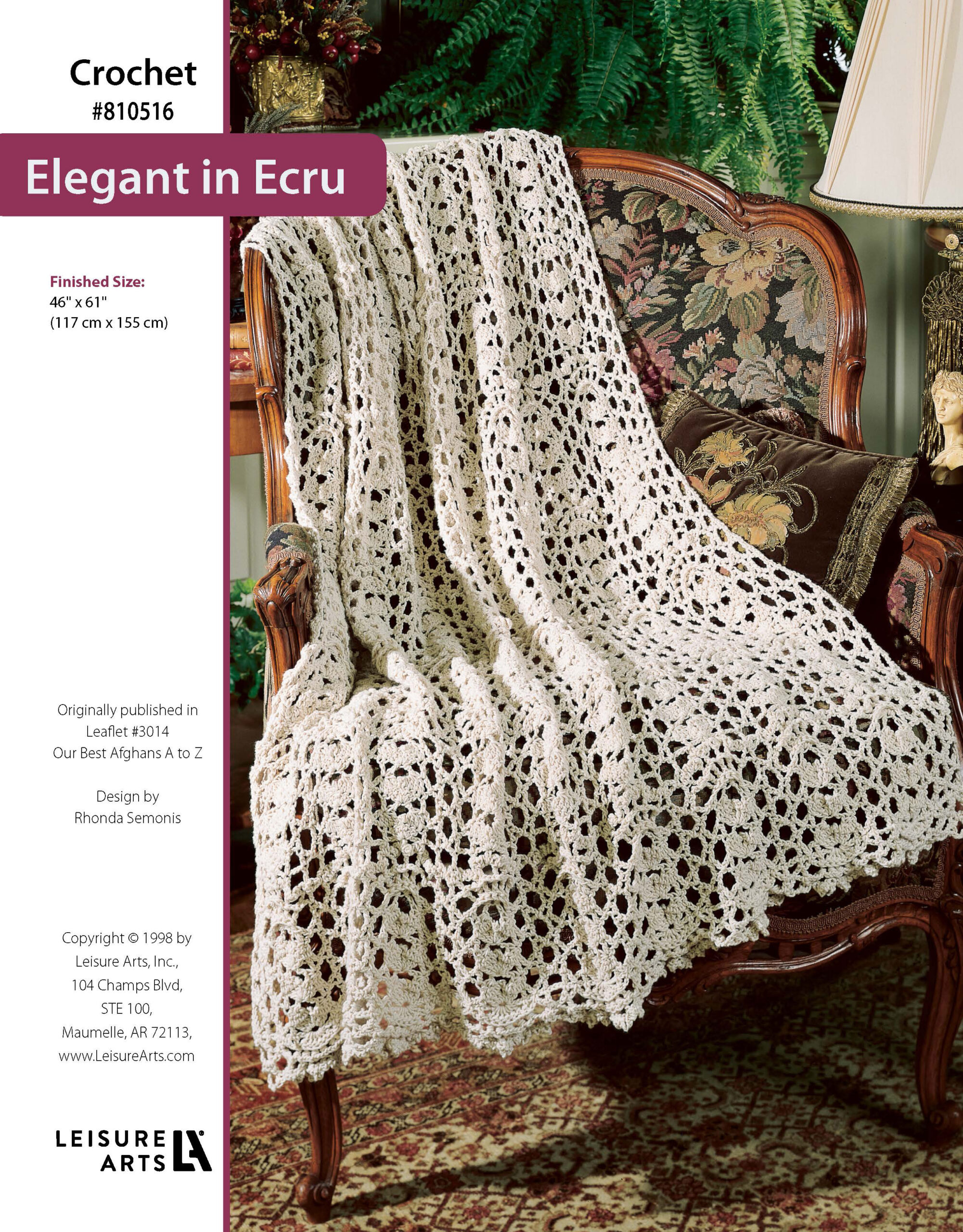Leisure Arts Our Best Afghans A To Z Elegant in Ecru Crochet ePattern
