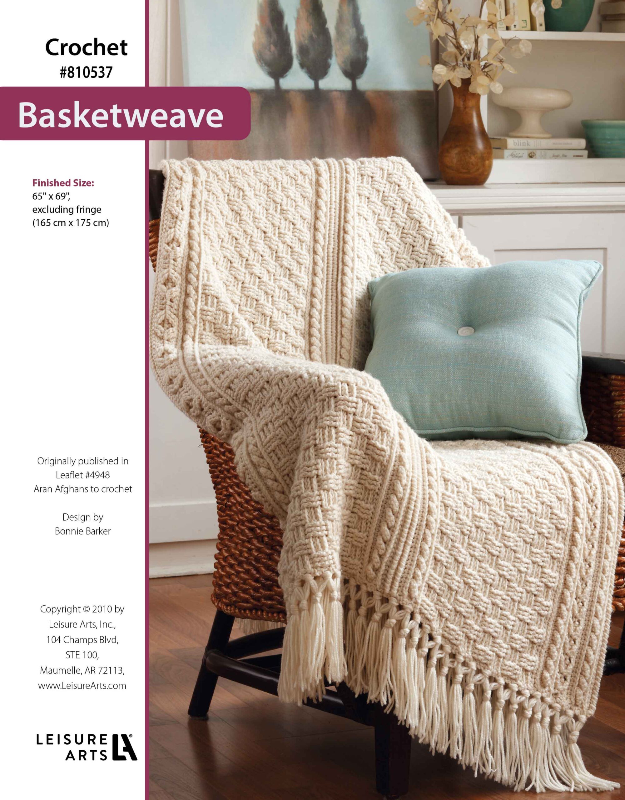Leisure Arts Aran Afghans To Crochet Basketweave ePattern