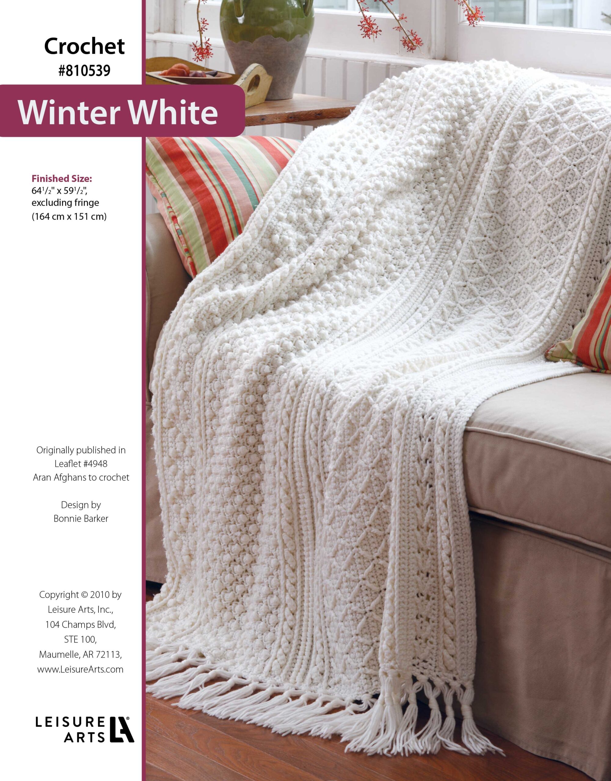 Leisure Arts Aran Afghans To Crochetn Winter White ePattern