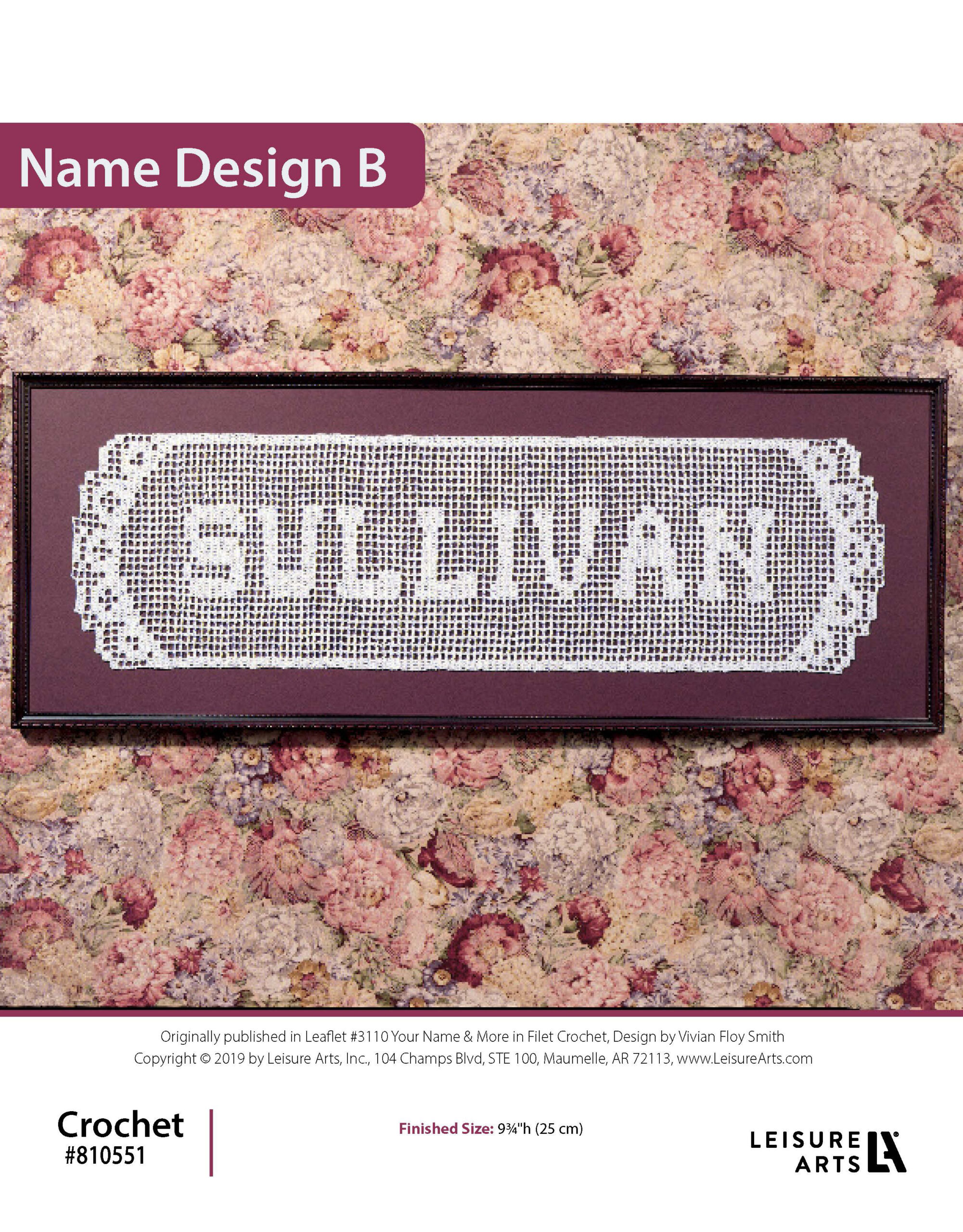 Leisure Arts Your Name More In Filet Crochet Name Design B ePattern