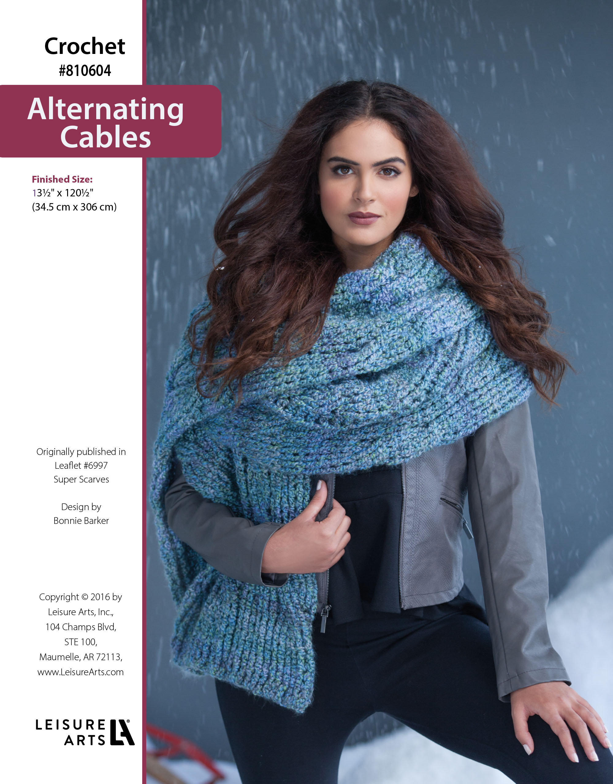 Leisure Arts Super Scarves Alternating Cables Crochet ePattern