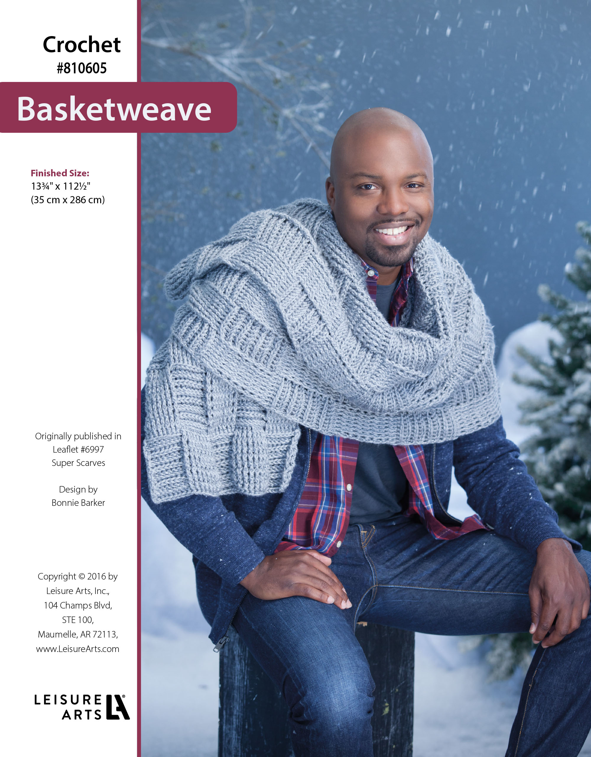 Leisure Arts Super Scarves Basketweave Crochet ePattern