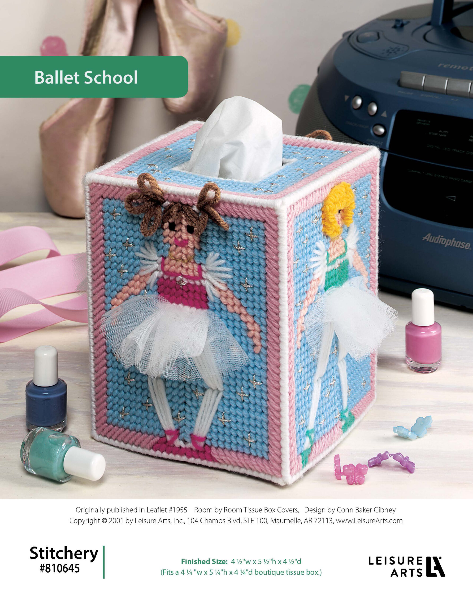 Leisure Arts Room By Room Tissue Box Covers Ballet School Plastic Canvas ePattern