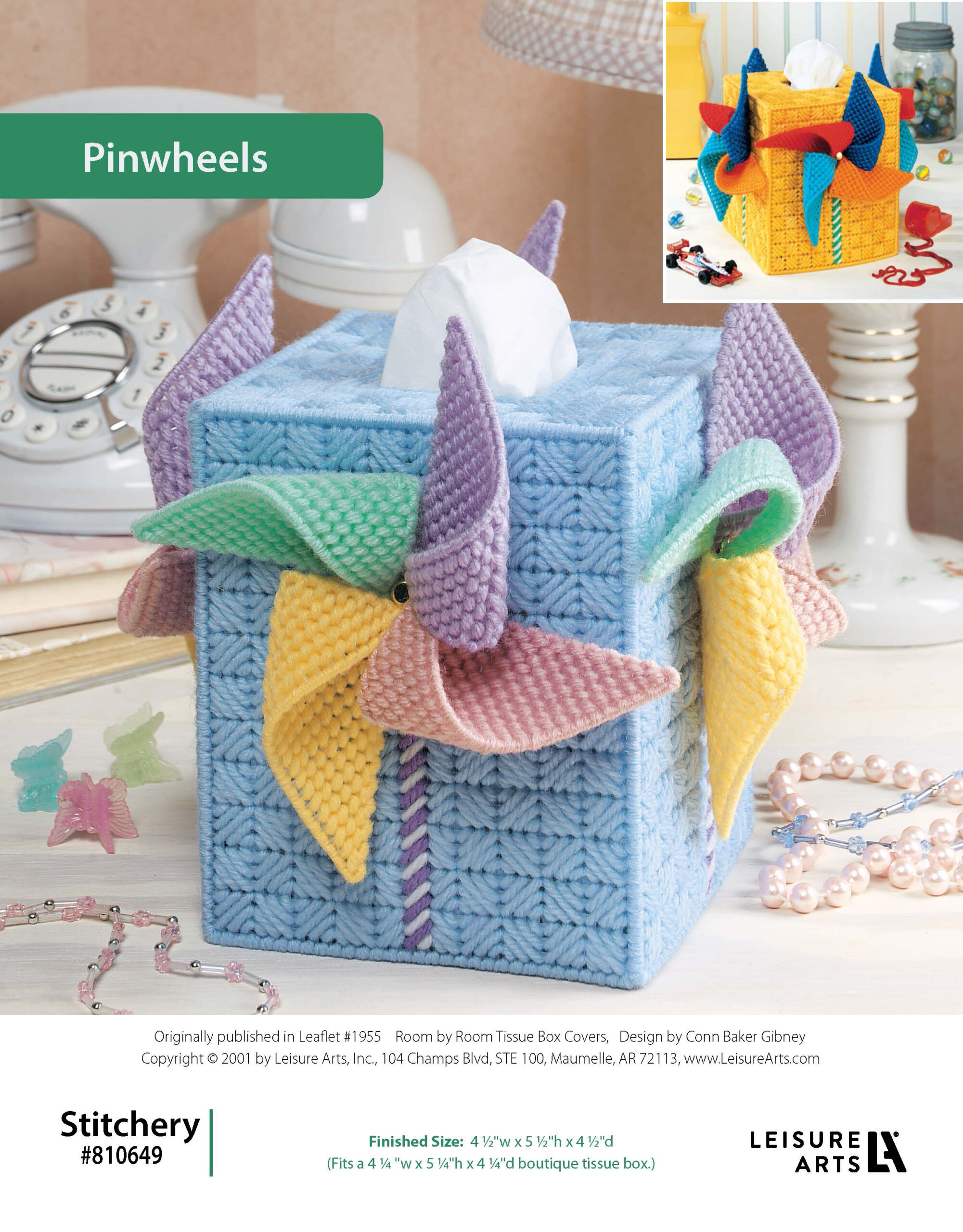 Leisure Arts Room By Room Tissue Box Covers Pinwheels Plastic Canvas ePattern