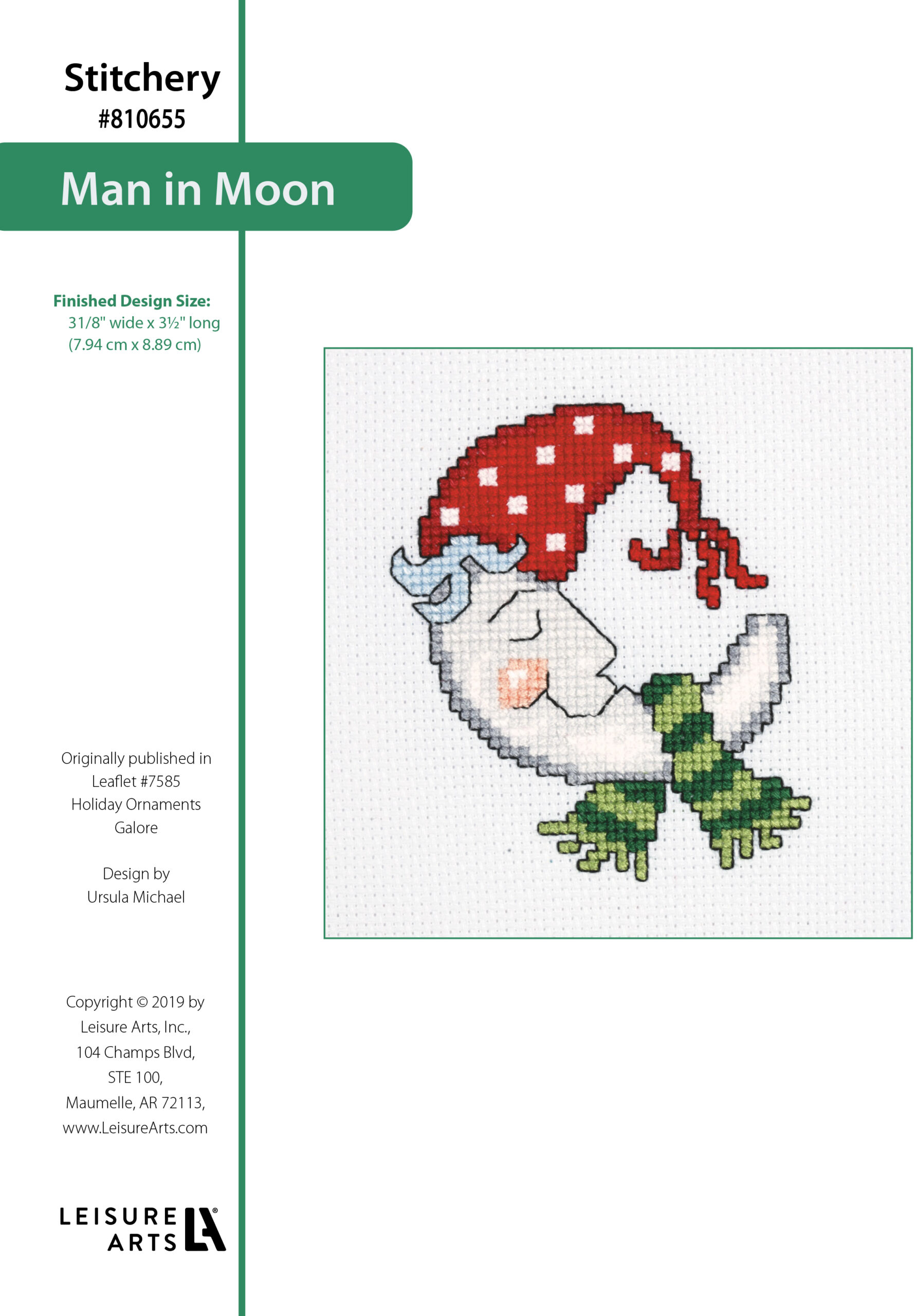 Leisure Arts Holiday Ornaments Galore Man in Moon Cross Stitch ePattern