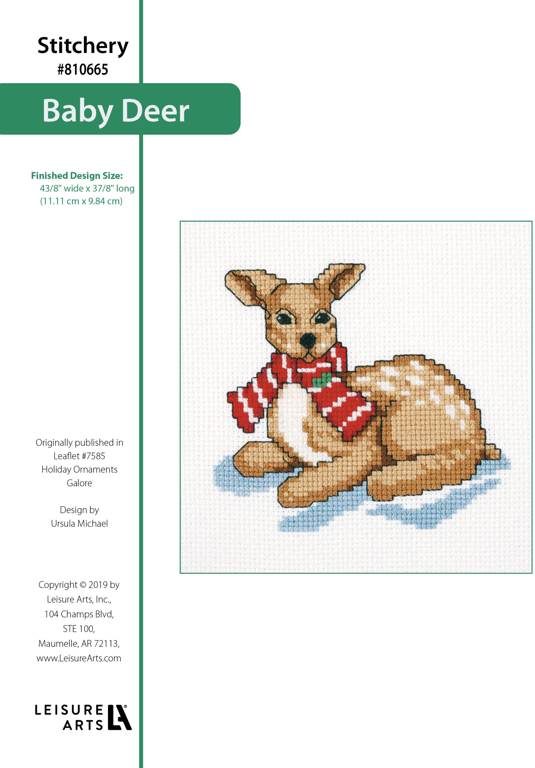 Leisure Arts Holiday Ornaments Galore Baby Deer Cross Stitch ePattern