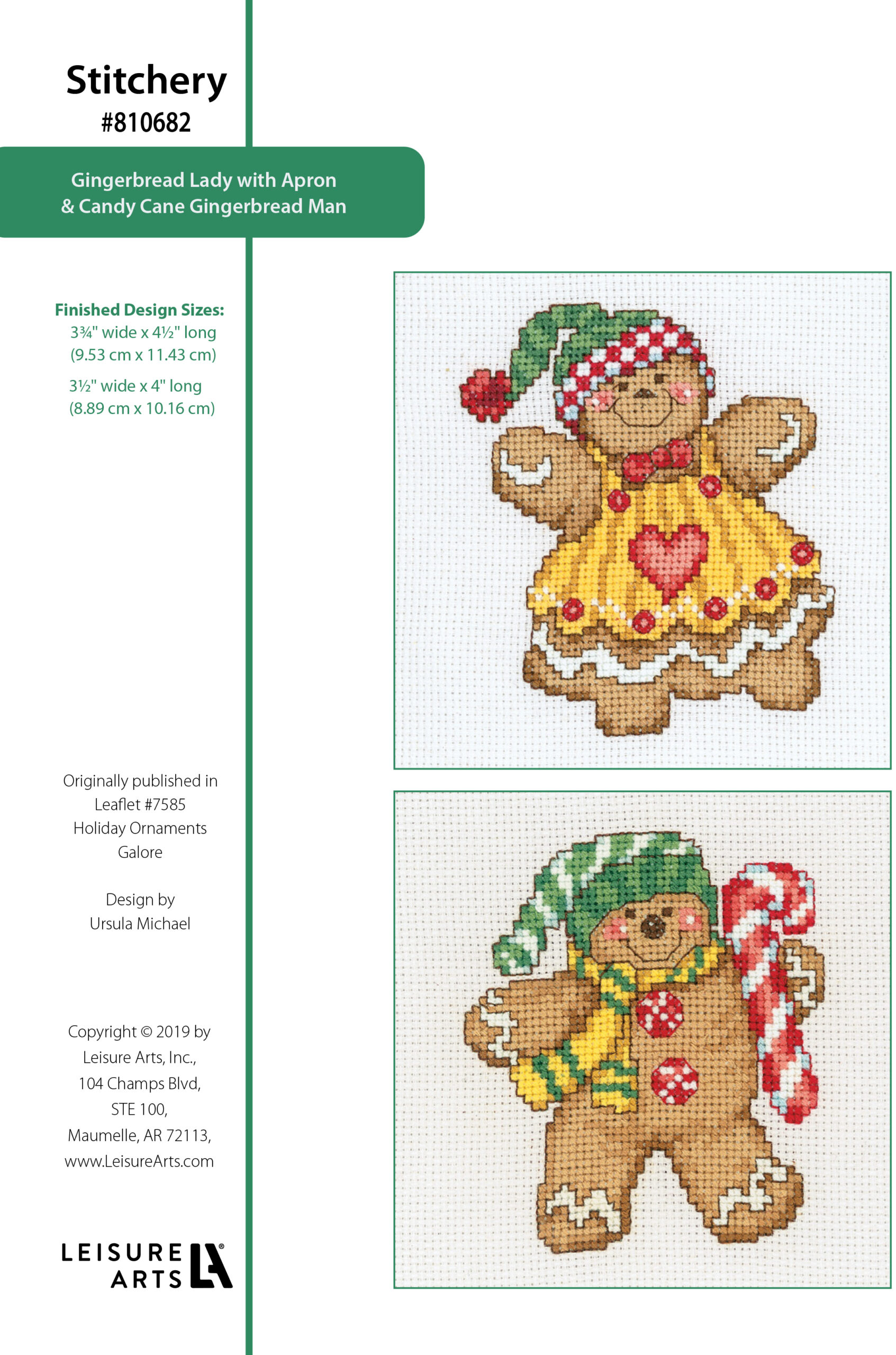 Leisure Arts Holiday Ornaments Galore Gingerbread Lady Candy Cane Man Cross Stitch ePattern