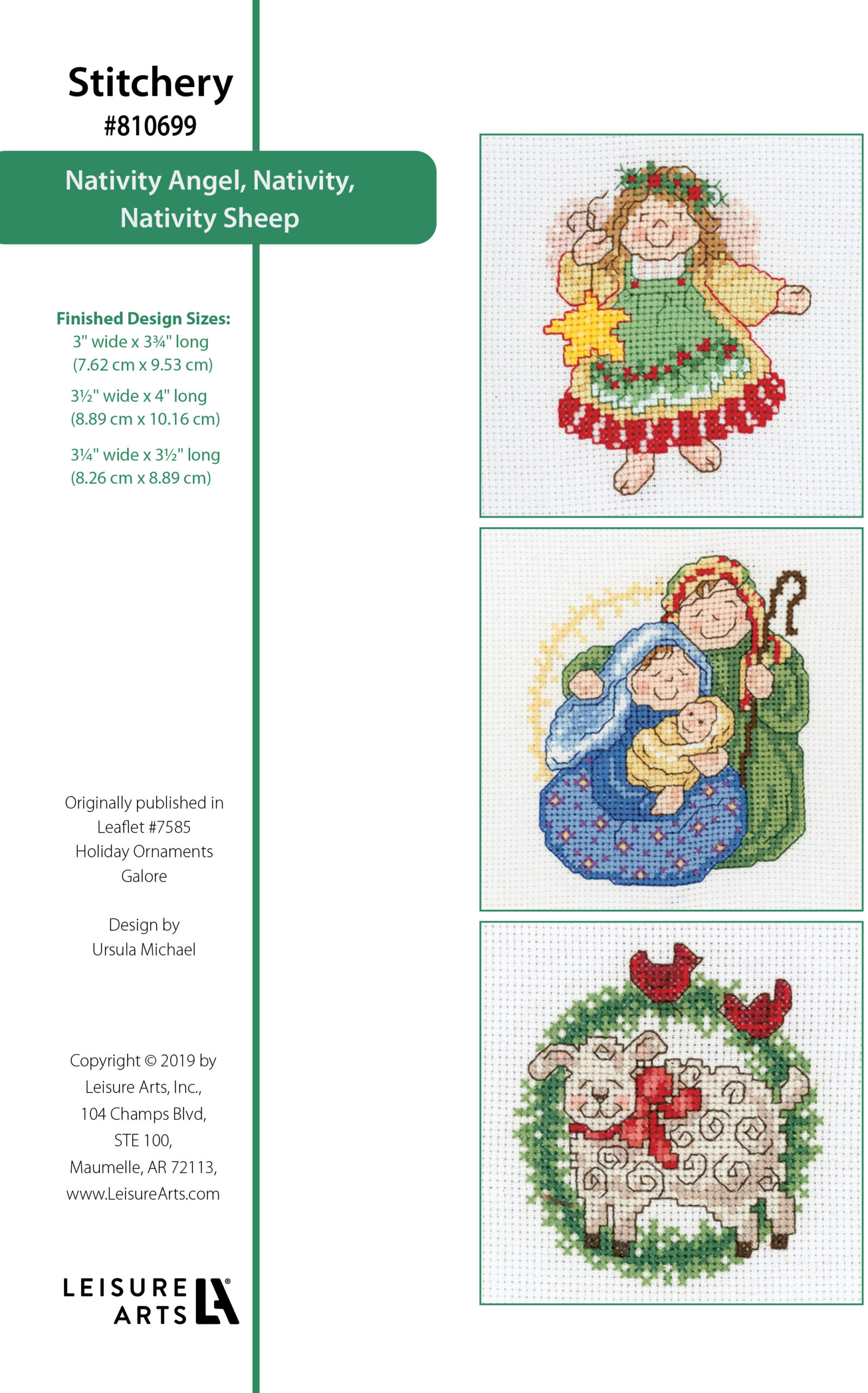 Leisure Arts Holiday Ornaments Galore Nativity Angel Nativity Sheep Cross Stitch ePattern
