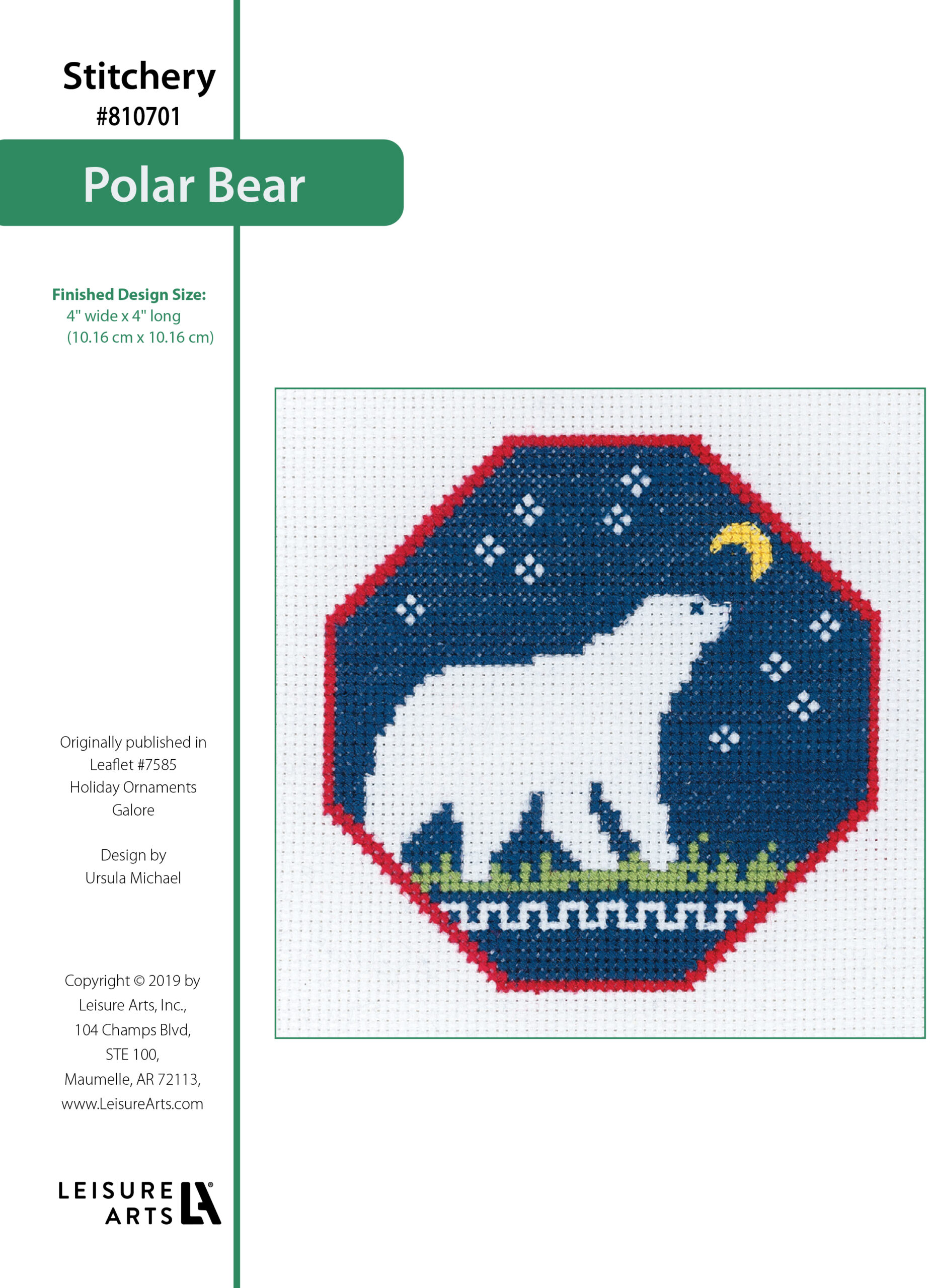 Leisure Arts Holiday Ornaments Galore Polar Bear Cross Stitch ePattern