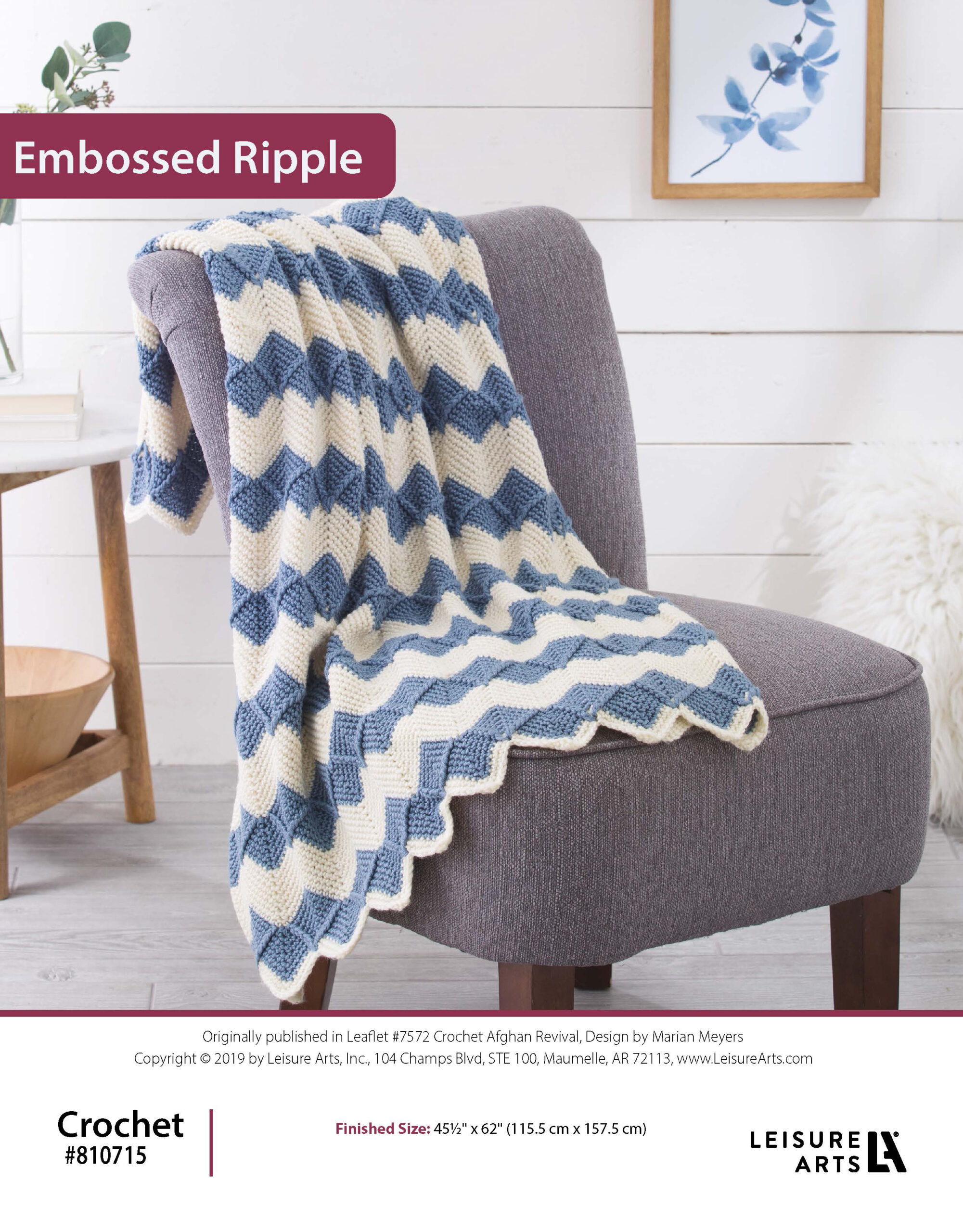 Leisure Arts Crochet Afghan Revival Embossed Ripple ePattern