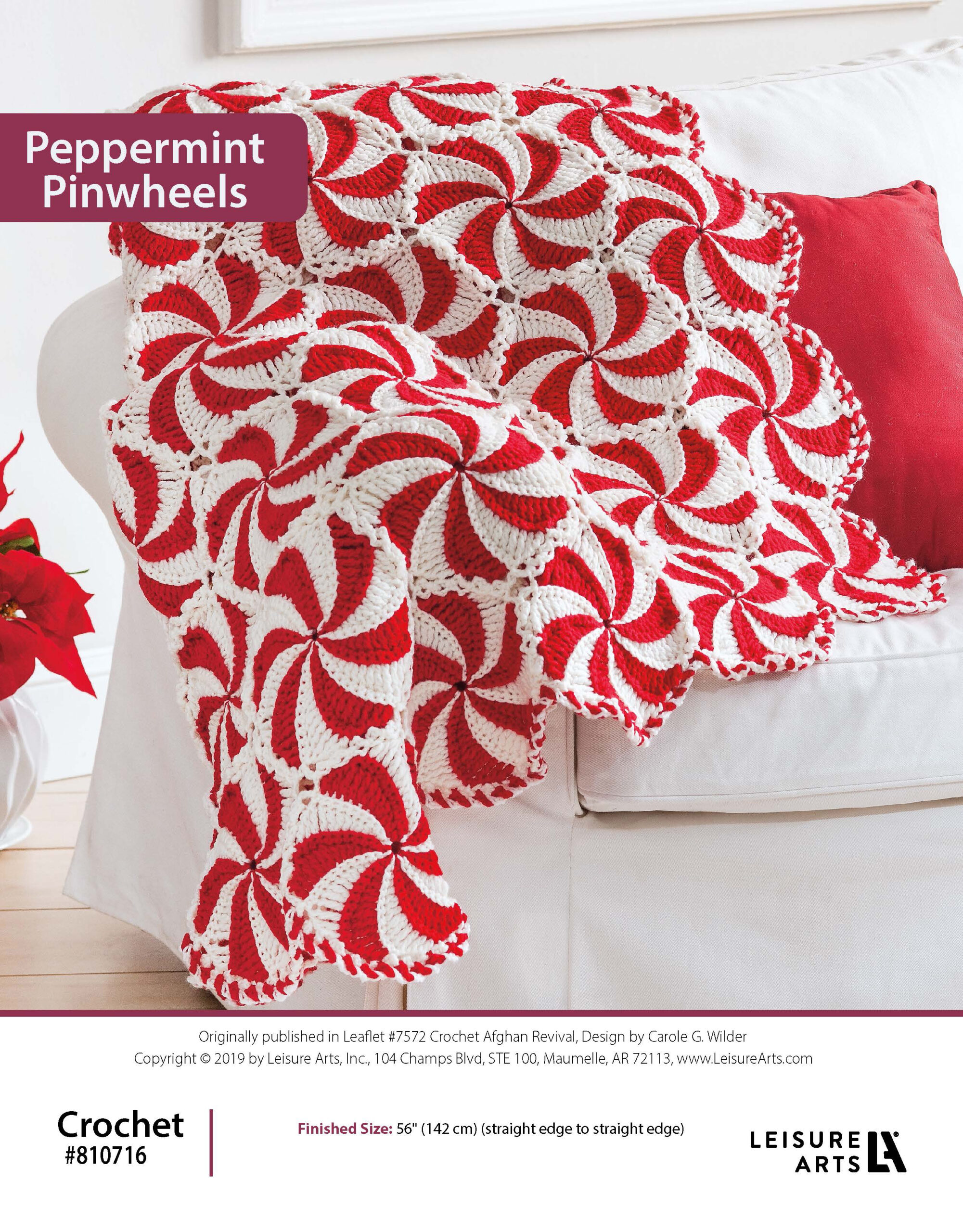Leisure Arts Crochet Afghan Revival Peppermint Pinwheels ePattern