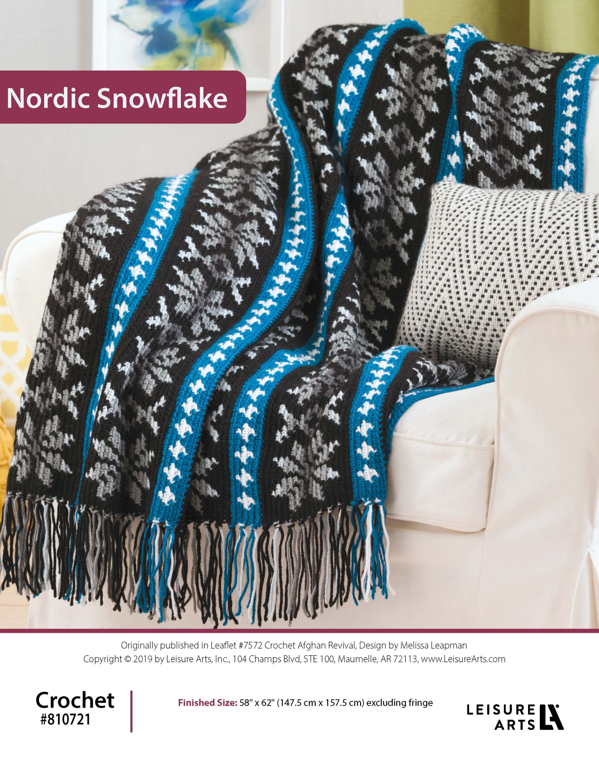 Leisure Arts Crochet Afghan Revival Nordic Snowflake ePattern