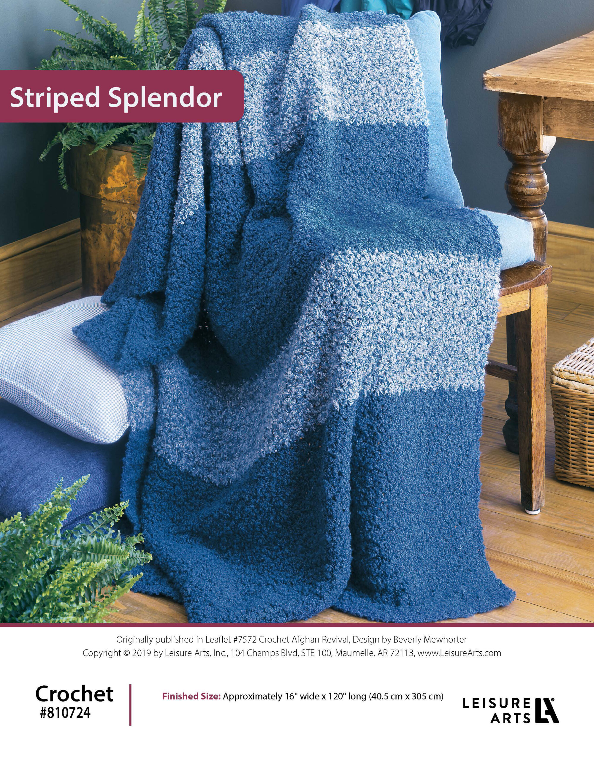 Leisure Arts Crochet Afghan Revival Striped Splendor ePattern