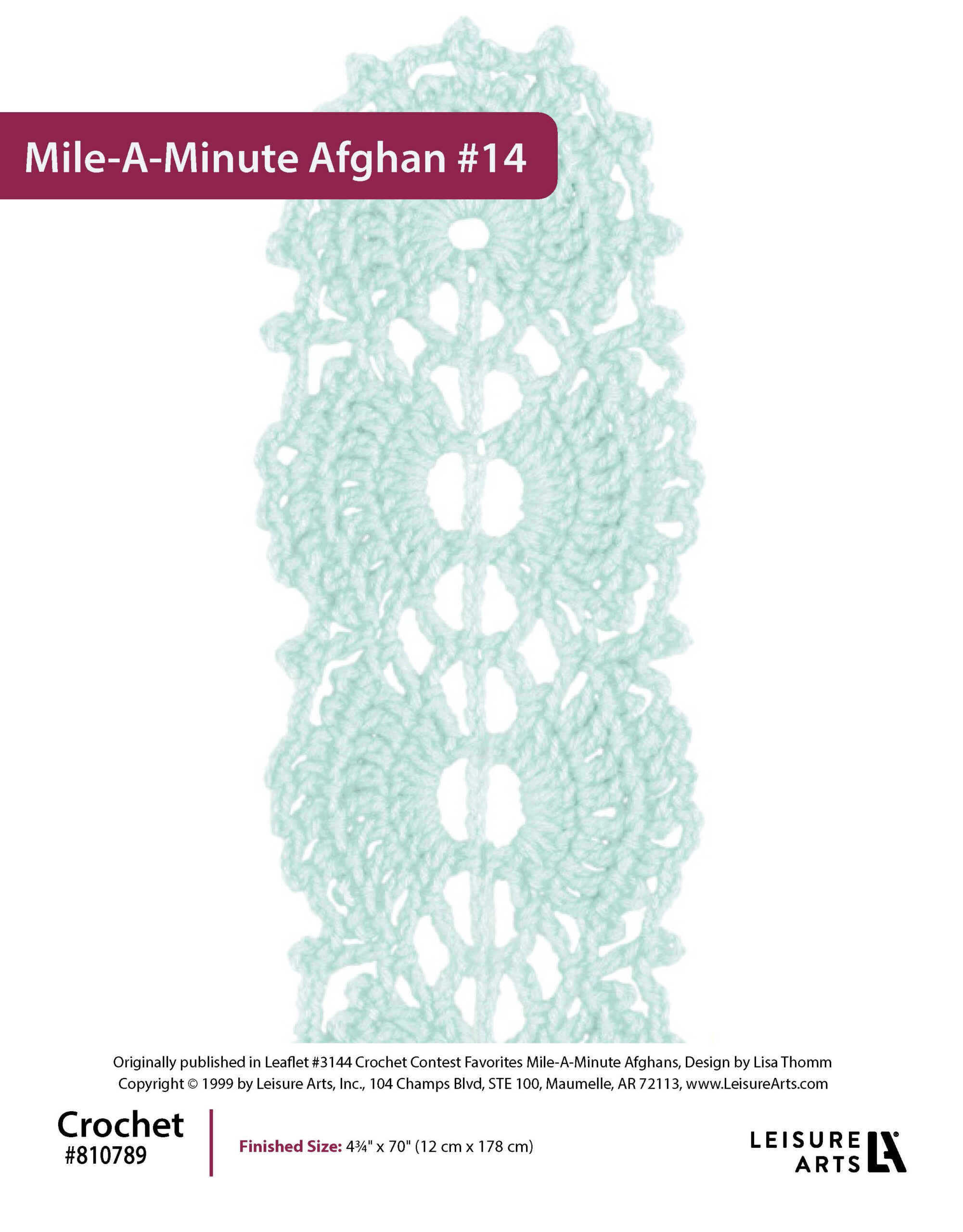 ePattern Leisure Arts Crochet MileAMinute Afghan 14