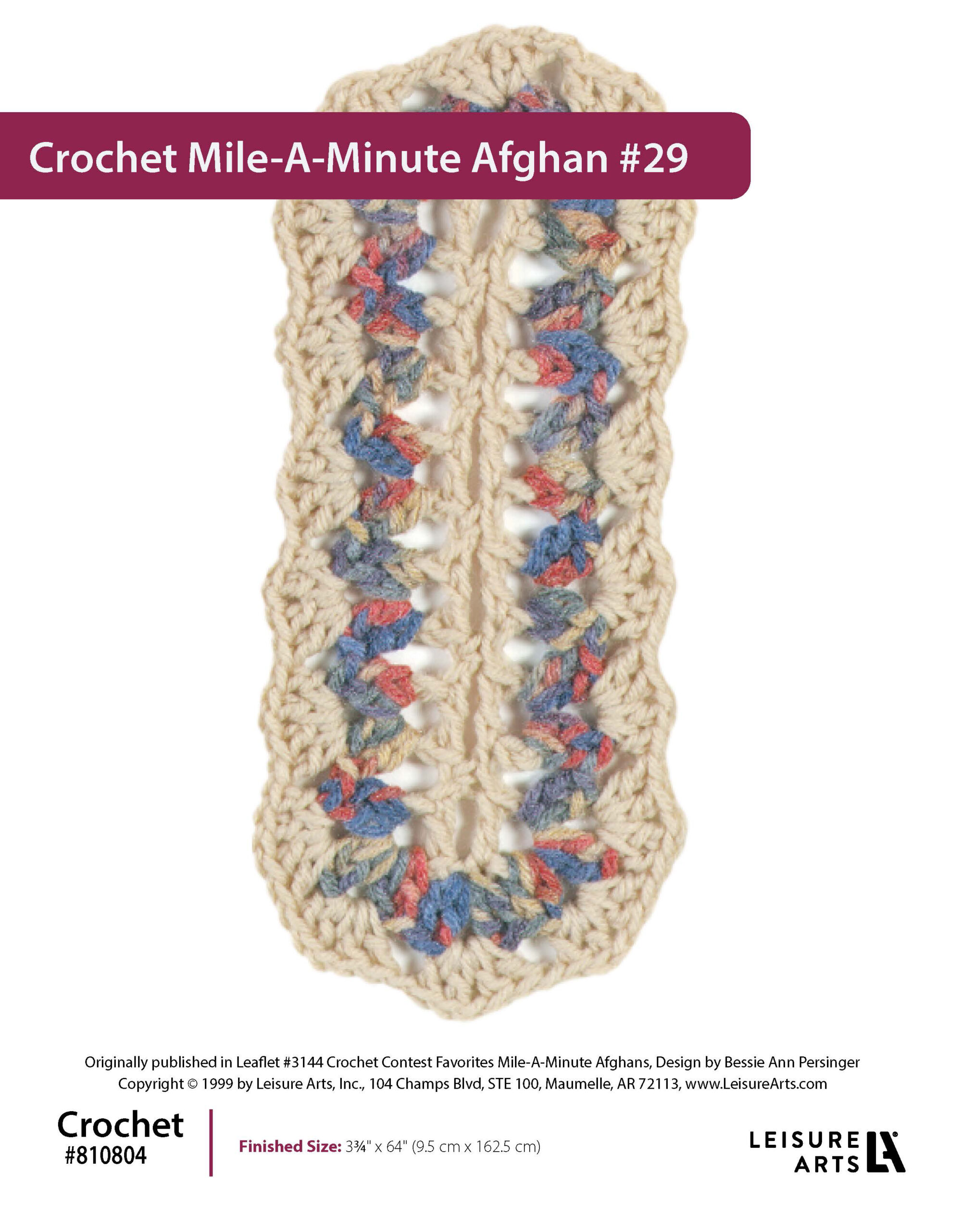 ePattern Leisure Arts Crochet MileAMinute Afghan 29