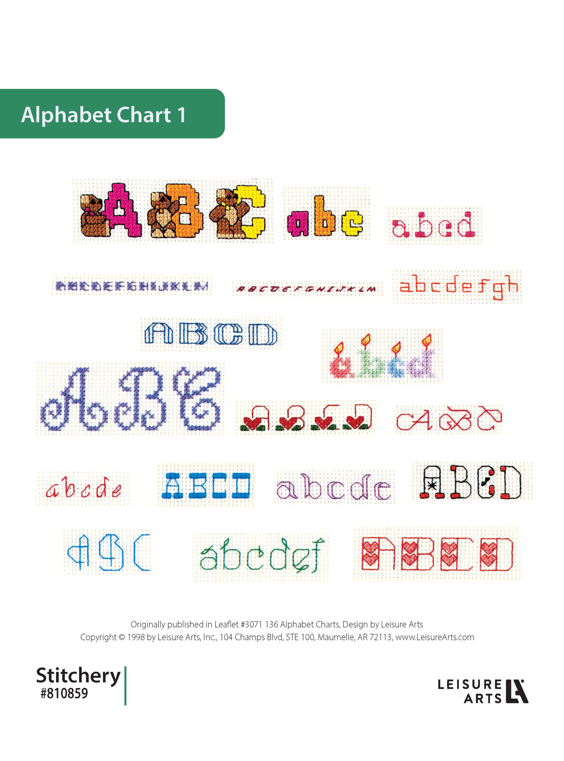 Leisure Arts 136 Alphabets Charts Alphabet Chart 1 Stitchery ePattern