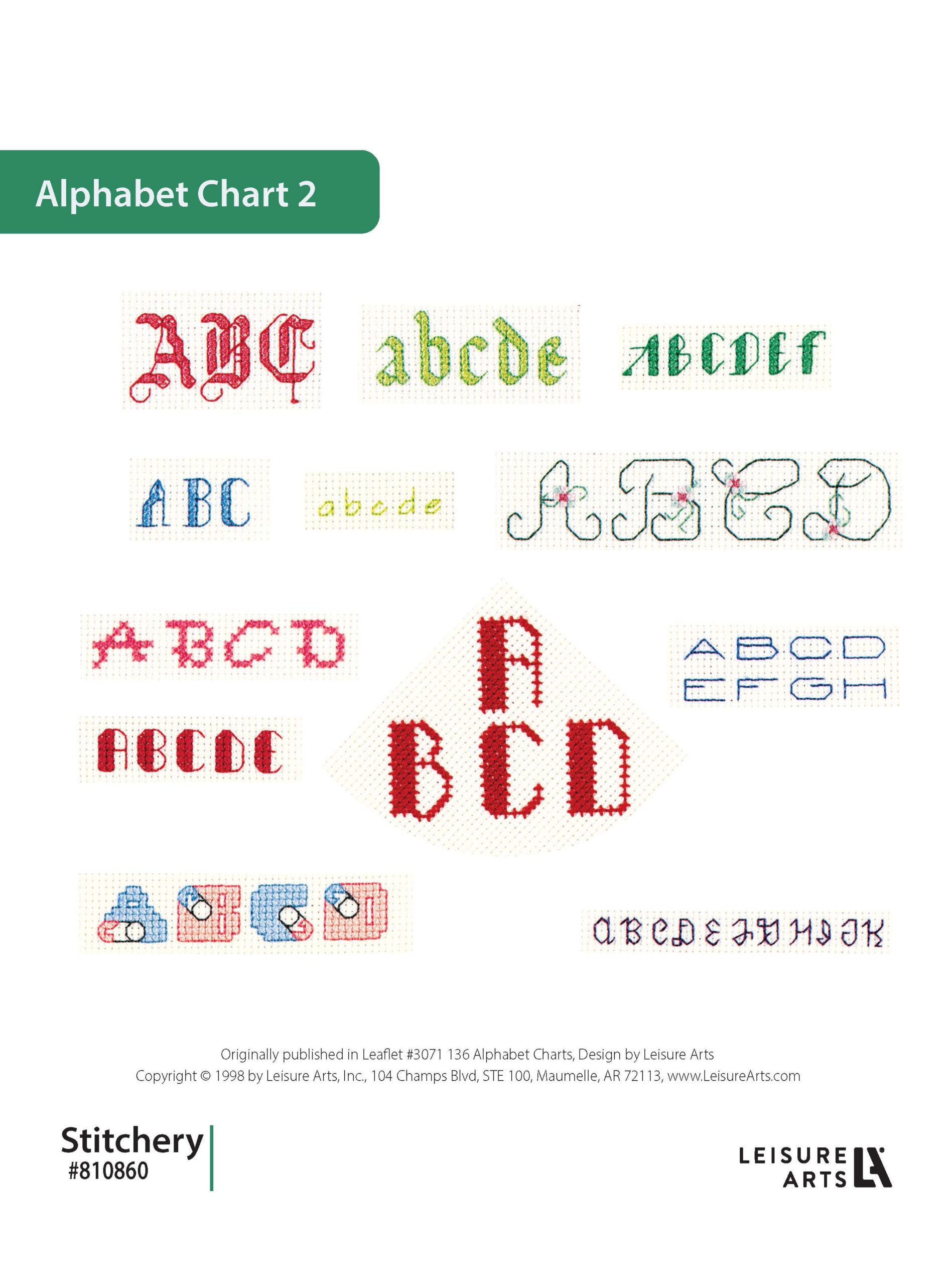 Leisure Arts 136 Alphabets Charts Alphabet Chart 2 Stitchery ePattern