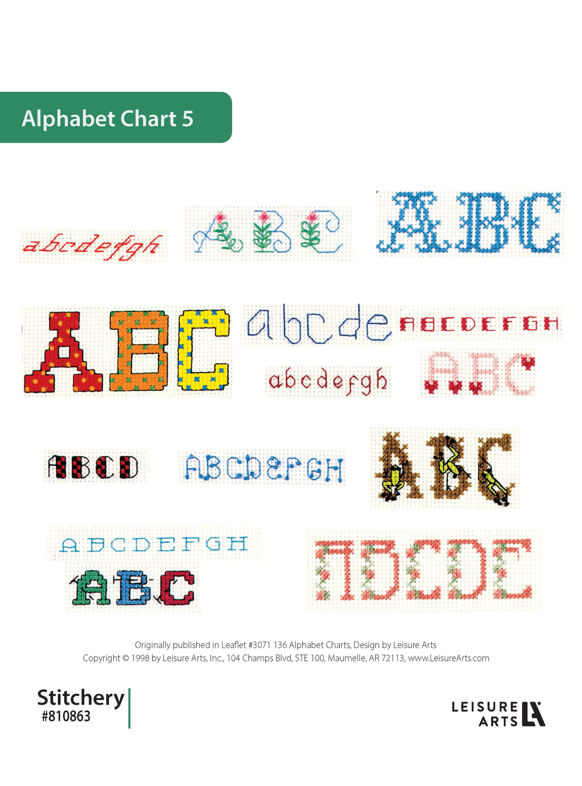 Leisure Arts 136 Alphabets Charts Alphabet Chart 5 Stitchery ePattern