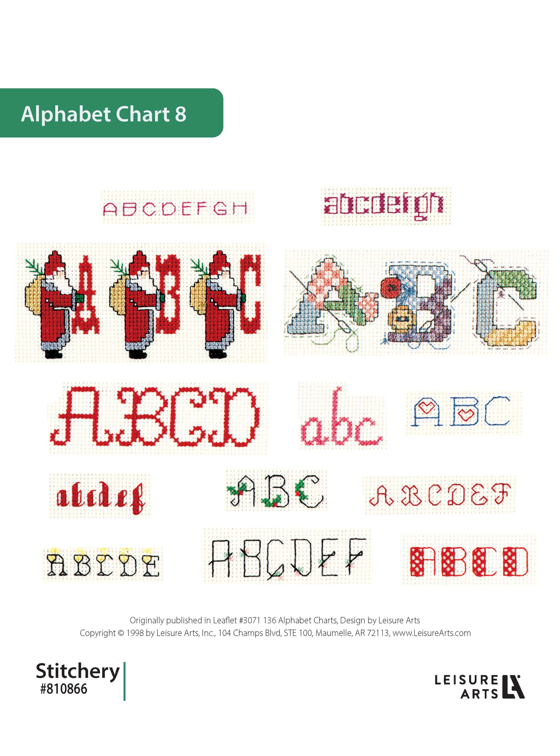 Leisure Arts 136 Alphabets Charts Alphabet Chart 8 Stitchery ePattern