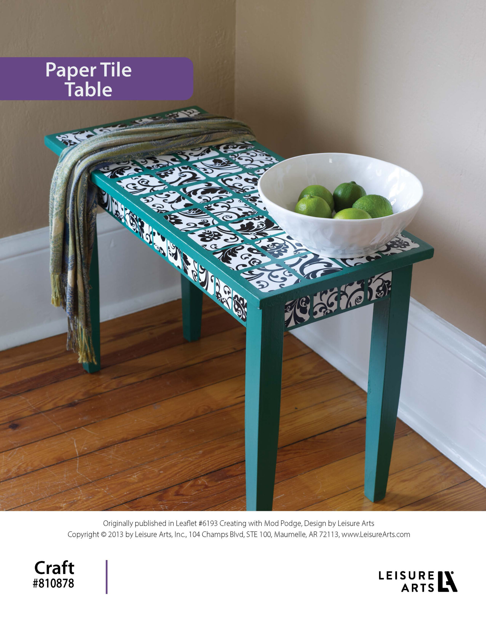 Leisure Arts Creating With Mod Podge Paper Tile Table ePattern