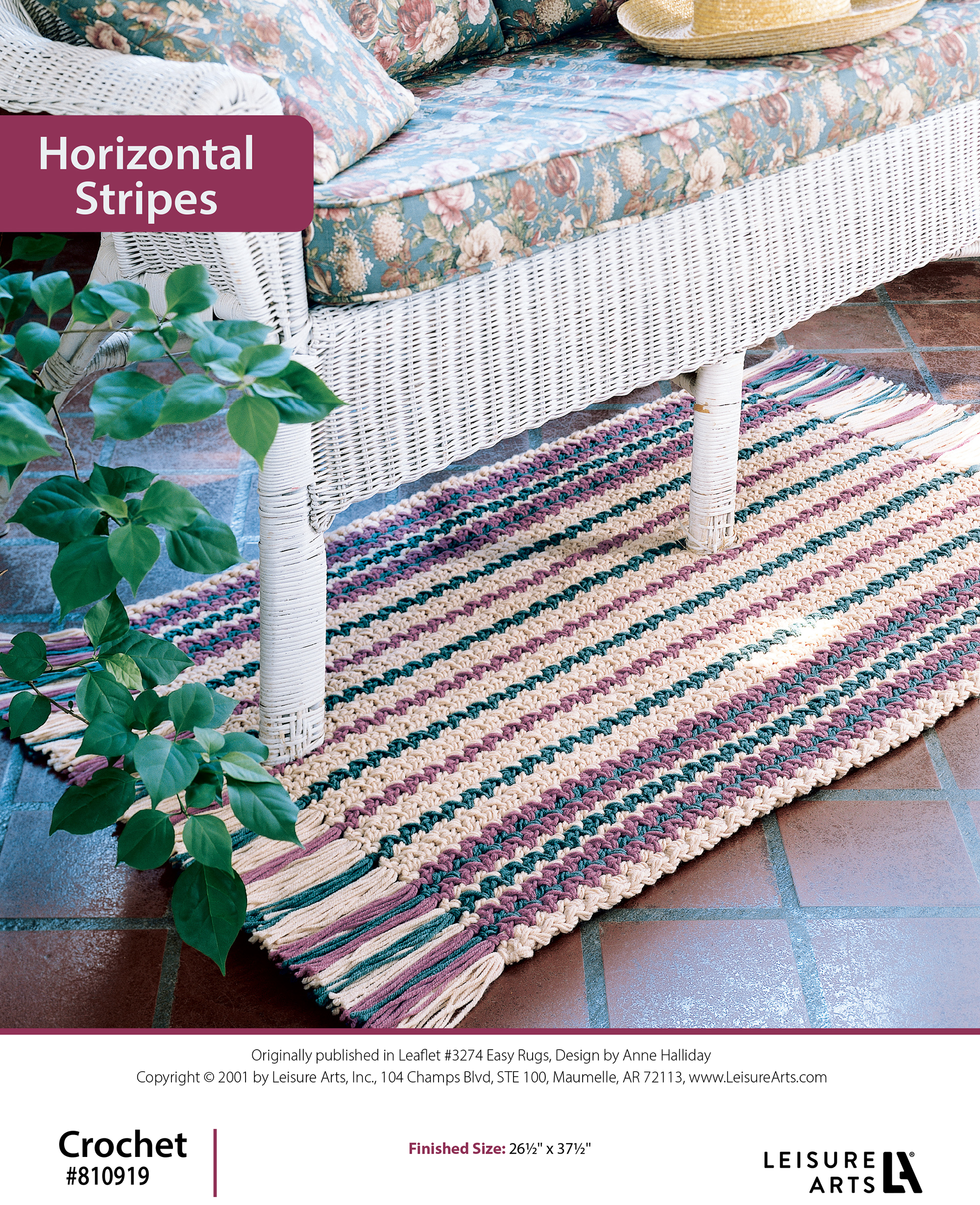 Leisure Arts ePattern Easy Rugs To Crochet Horizontal Stripes